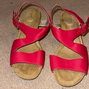 Red wedge sandals